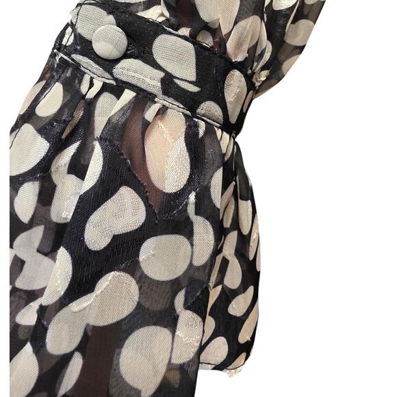 MILLY Revolve Black White Dot Burnout Silky Blouse Bell Sleeve Size Medium EUC - Picture 7 of 9